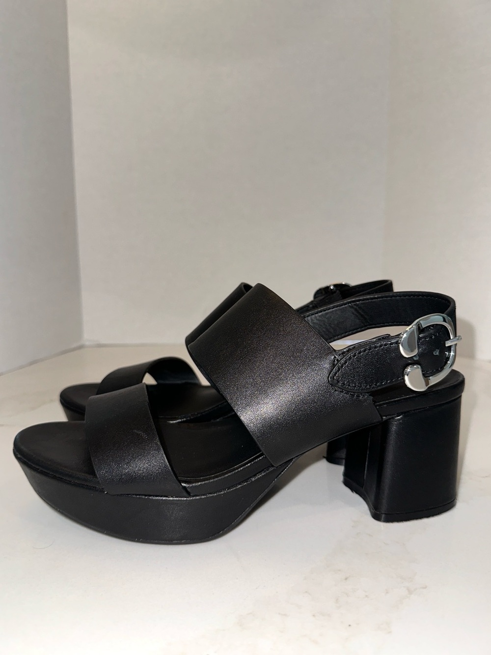 AREOSOLES Camera Leather Platform Sandal in Black - Picture 10 of 16